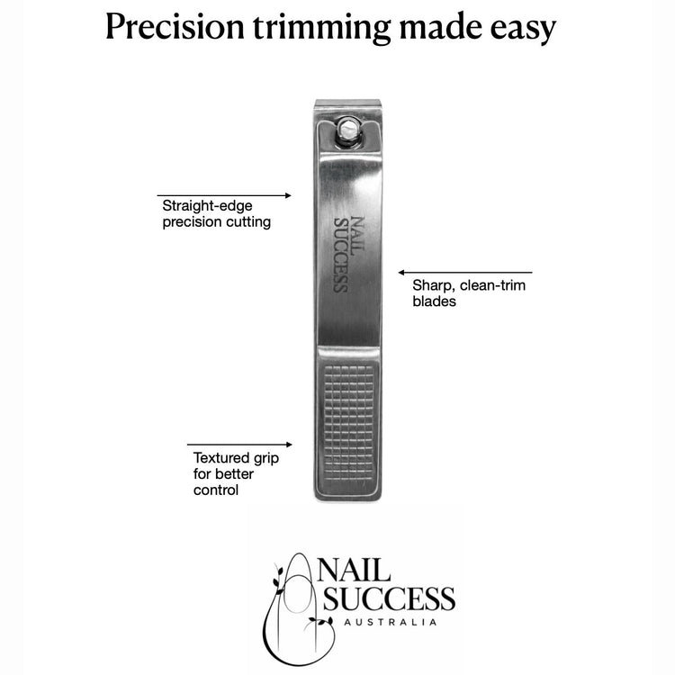 Nail Success Australia large straight edge nail clipper with sharp clean-trim blades and textured grip for better control