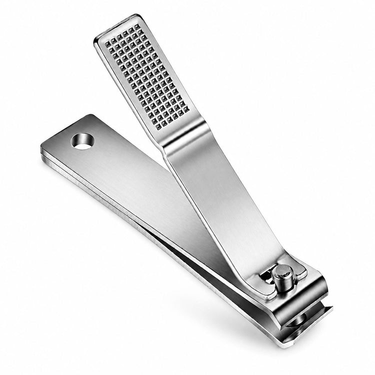 Stainless steel large straight blade nail clipper with non-slip textured handle and hanging hole, NSI Australia