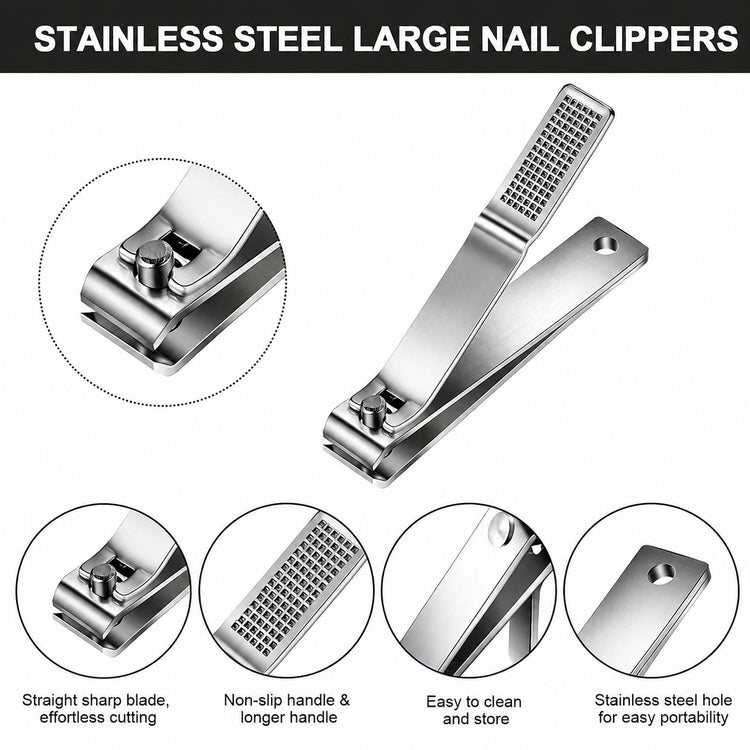 Stainless steel large straight blade nail clipper with non-slip handle and easy-clean design, NSI Australia
