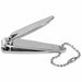 Nail Success Australia travel nail clipper shown open with small curved blades and built-in keychain chain