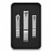 Silver nail clippers 3pcs set displayed in protective storage case with black insert, NSI Australia