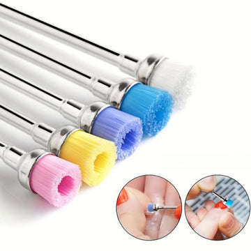 Multi-colour nail drill brush bits for e-file dust cleaning and manicure prep