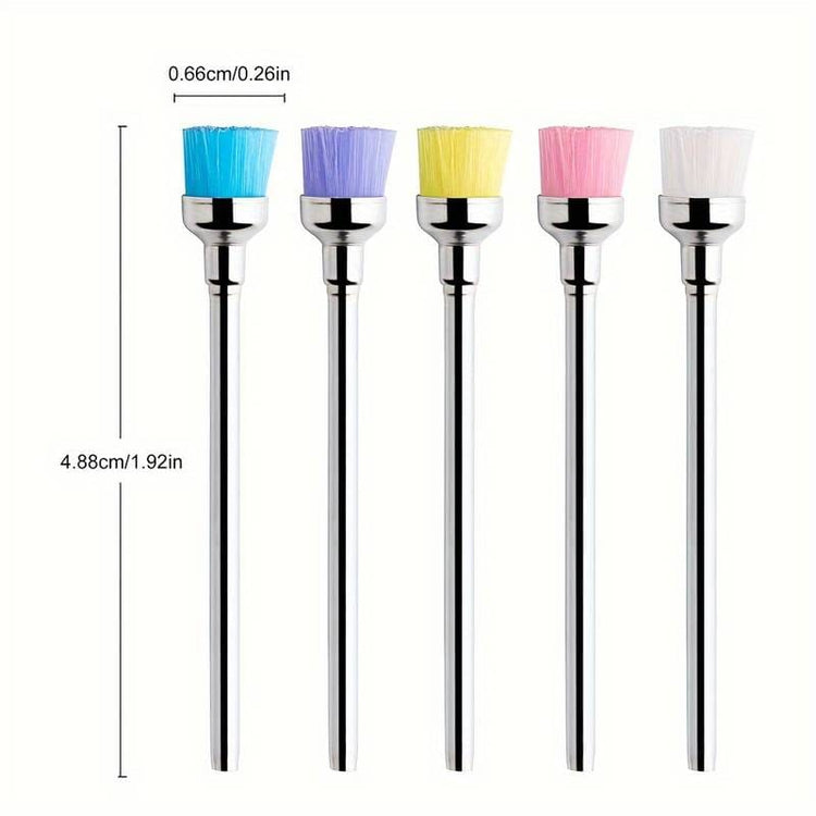 Nail dust buster brush bits with 0.66 cm brush heads and 4.88 cm total length