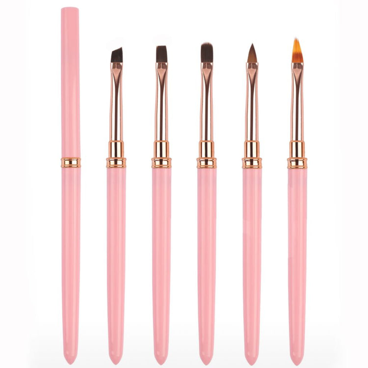 Nail Gel Brushes - Pink Set 5pcs