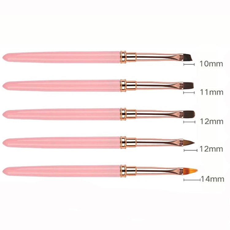 Nail Gel Brushes - Pink Set 5pcs