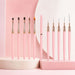 10-piece pink nail art brush set with ultra-fine liner, flat, angled and detail brushes for precision gel designs