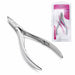 Stainless steel cuticle nipper shown with retail blister packaging for precise cuticle trimming