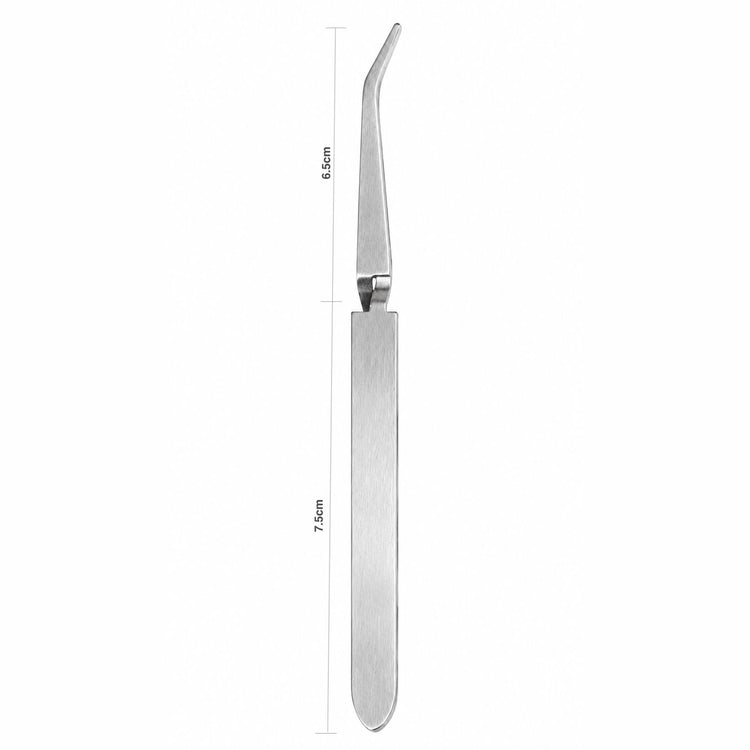 Nail Success Australia stainless steel nail pinching tweezers with 6.5cm curved tip and 7.5cm handle measurement for acrylic nail shaping