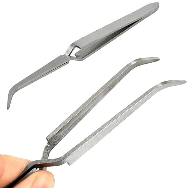 NSI Australia Nail Pinching Tweezers—stainless steel curved, self-closing tool for C-curve shaping and gem placement