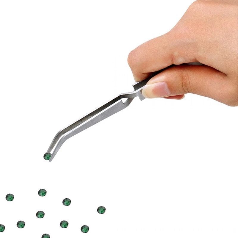 NSI Australia Nail Pinching Tweezers—stainless steel curved tip for C-curve shaping and placing nail art gems