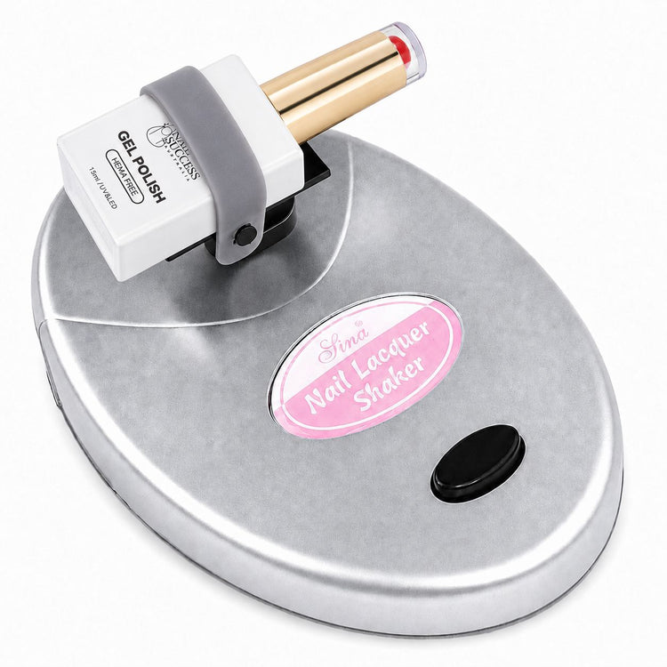 Nail Success Australia nail polish shaker and gel mixer holding gel polish bottle in adjustable holder for hands-free colour mixing