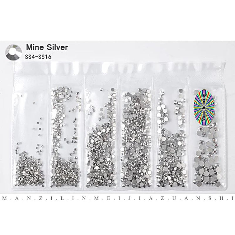 Nail Rhinestones Mixed Sizes PackNO.13 Mine Silver