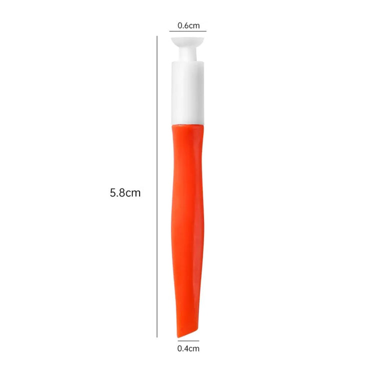 Orange nail suction cup stick with 5.8cm measurement and 0.6cm suction head for holding false nail tips during nail art practice and gel polish application