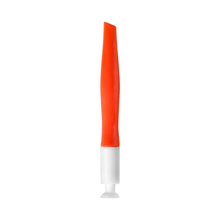 Orange nail suction cup stick with white holder for securing false nail tips during gel polish application, nail art practice and manicure display work