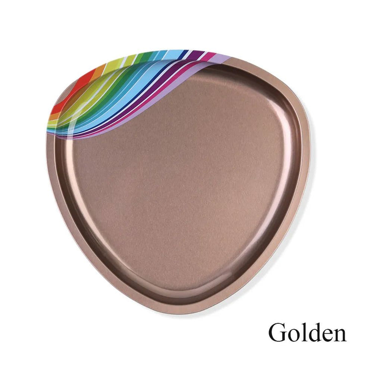 Golden nail tools tray — heart-shaped manicure accessory tray for holding nail art tools and supplies