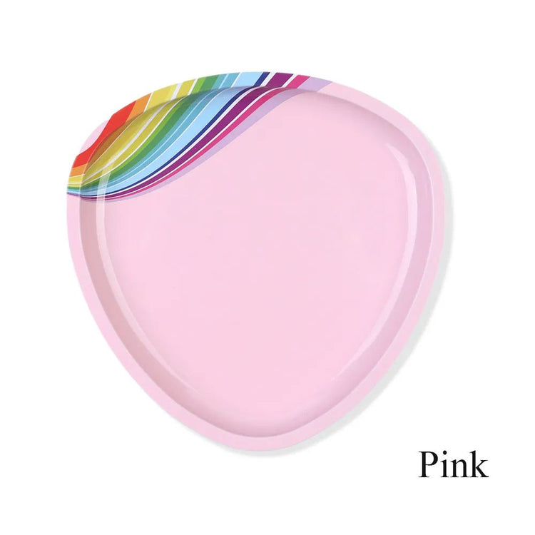 Pink nail tools tray — heart-shaped manicure accessory tray for holding nail art tools and supplies