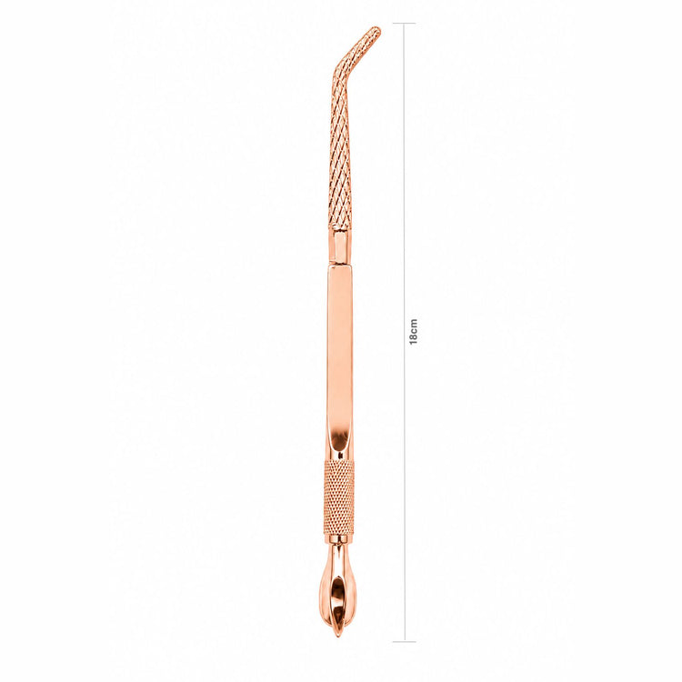 Rose gold 18cm curved multifunction nail detailing tool for manicure and cuticle care