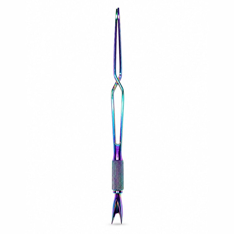 Rainbow multi-function nail shaping clip with textured grip and dual-ended design for precise acrylic, gel and professional nail art work