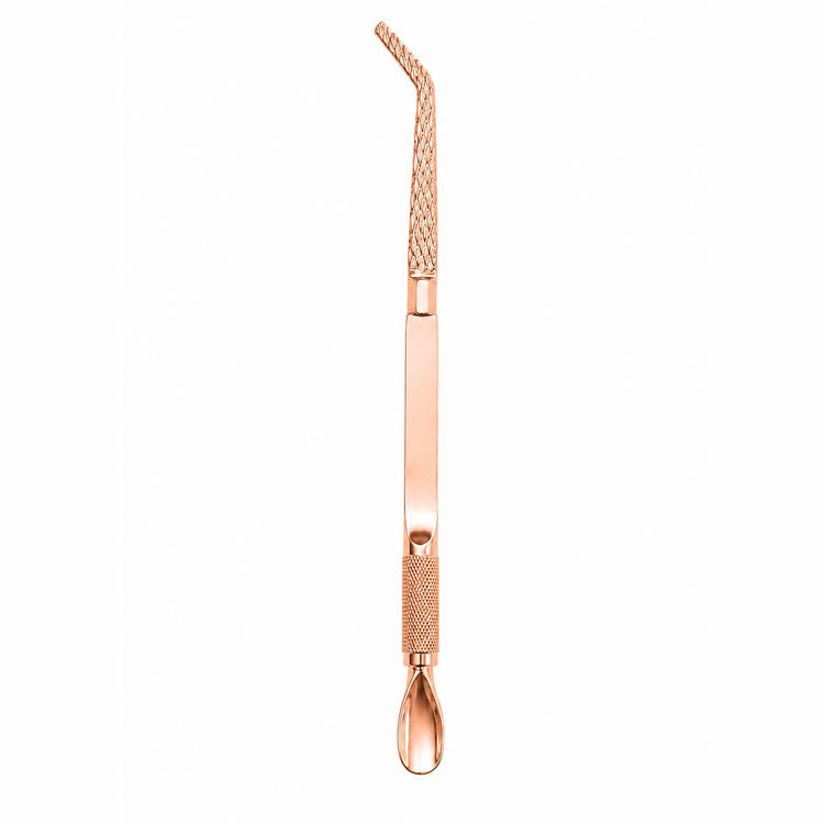 Rose gold multifunction nail shaping clip with curved end for manicure and cuticle care