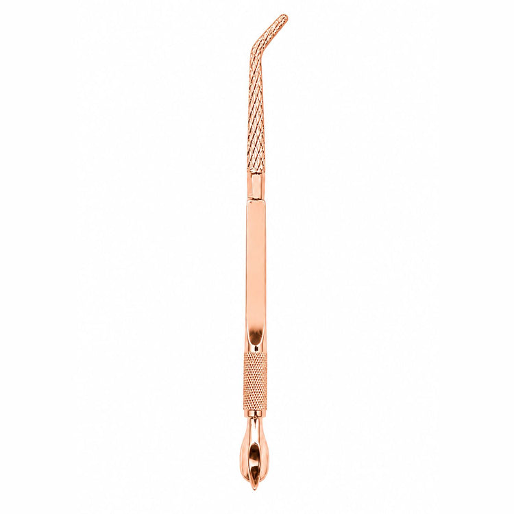 Rose gold curved end multifunction nail tweezer tool for nail art and manicure application