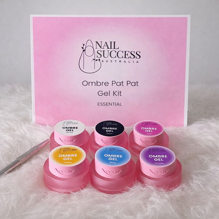 Nail Success Australia Ombre Pat Pat Gel Kit Essential with six ombre gels for nail art (White, Black, Pink, Yellow, Blue, Purple)