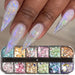 Opal aurora iridescent nail art flakes 12 colours nail art NSI Australia