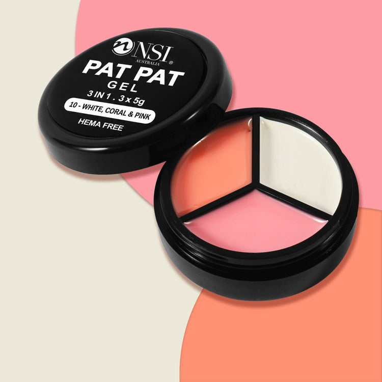 Pat Pat Gel mini jar, 3 colours, set 10 White, Coral & Pink
