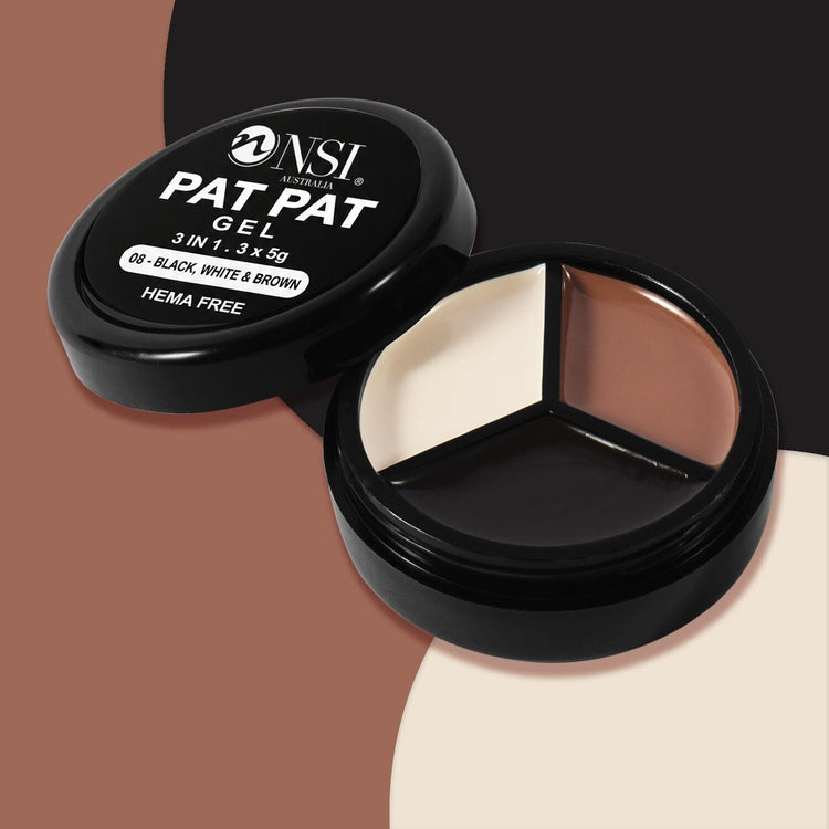 Pat Pat Gel mini jar, 3 colours, set 08 Black, White & Brown