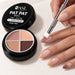 Pat Pat Gel 4 Colour - 01 Nudes & Browns kit: mini palette, claw tool and cube sponge patting nude and brown ombre onto almond nails