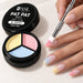Pat Pat Gel 3 Colour - 06 Pastels kit: mini palette, claw tool and cube sponge patting pastel ombre onto almond nails