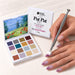 Pat Pat Gel Palette 16 colours, set 04 Jewel Tones, with the claw tool and a cube sponge patting purple ombre onto almond nails