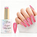 Peach Sparkle holographic gel polish with peach pink glitter swatch and matching manicure for HEMA and TPO free salon nails