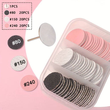 240-grit sanding discs (20 each) in storage case for nail drill