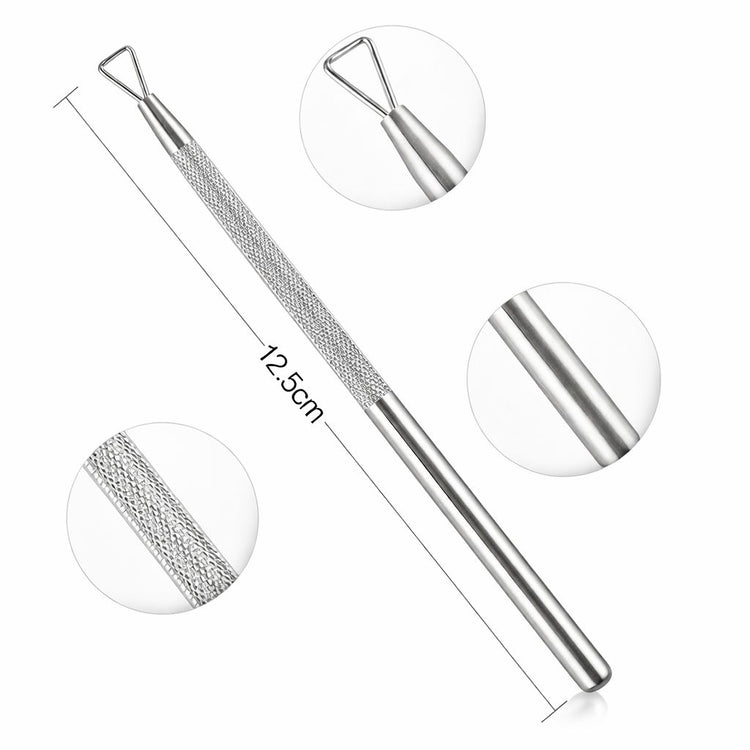 Stainless steel gel polish remover peeler scraper tool with 12.5cm length and textured grip