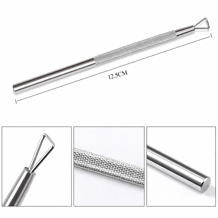 Stainless steel gel polish remover peeler scraper tool with 12.5cm length and textured grip