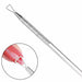 Stainless steel gel polish remover peeler scraper tool with triangular loop tip and removal example