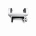 White adjustable phone holder attachment with padded grips and screw clamp for a Half Moon Nail Lamp.
