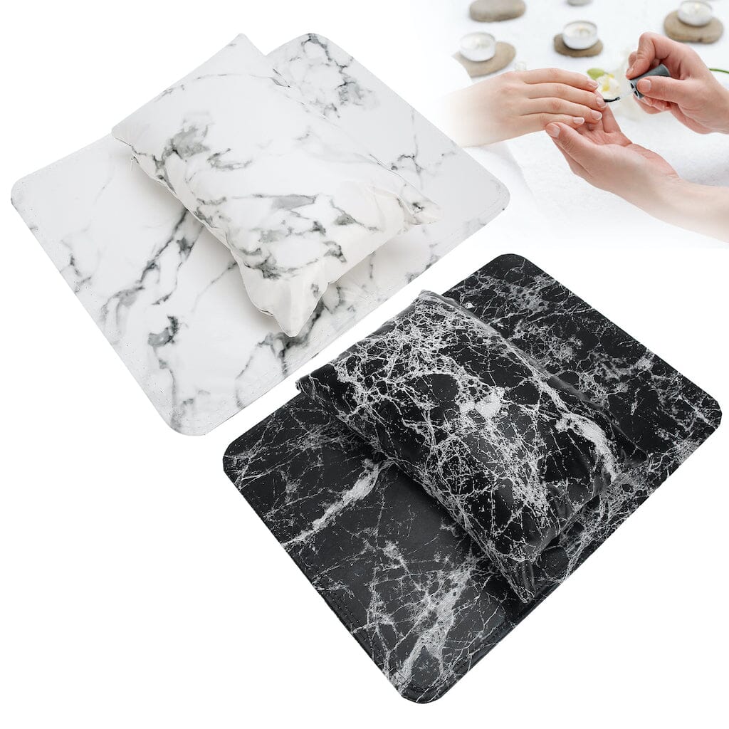 Marble manicure arm rest pillow & table mat set — black and white options — NSI Australia salon nail accessory
