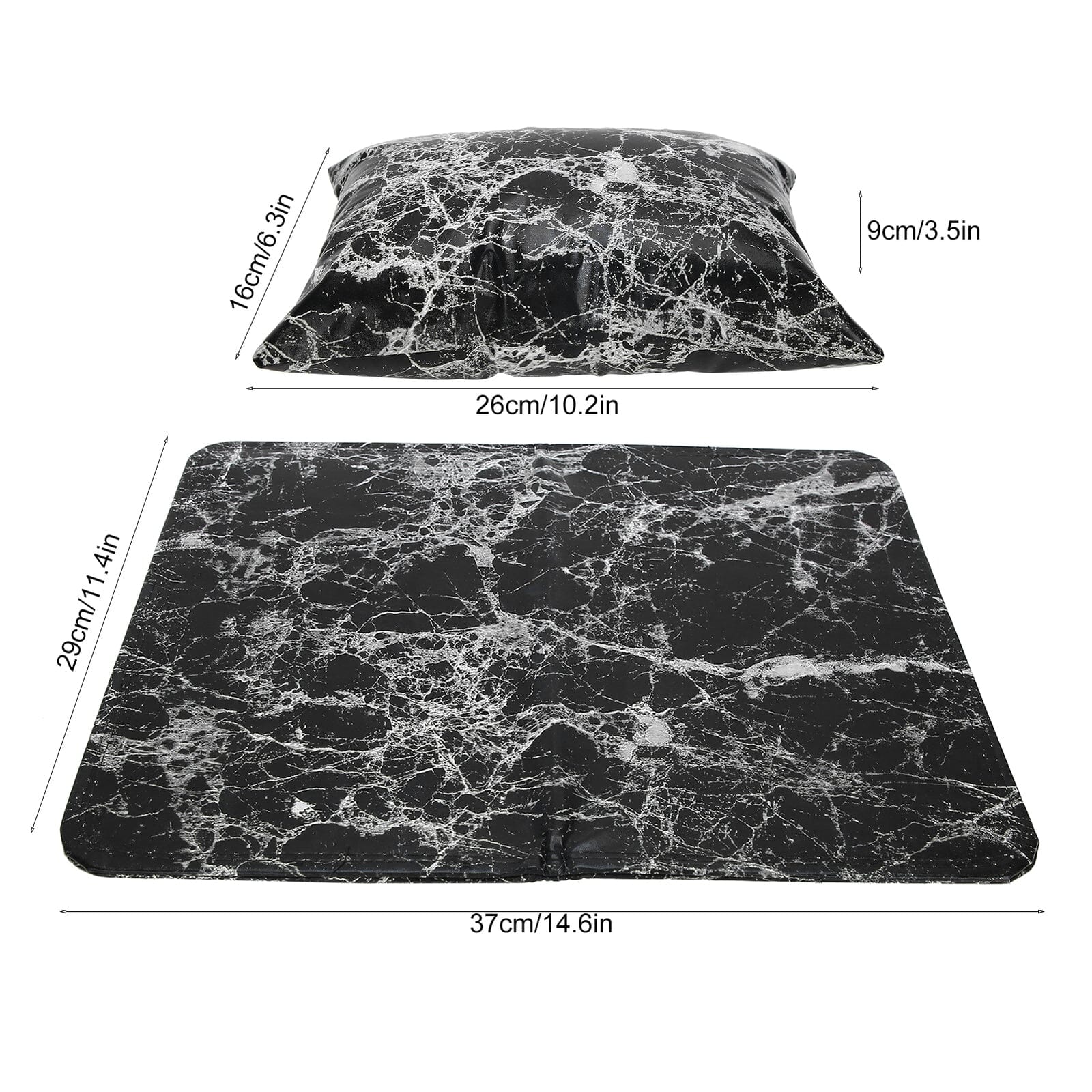 Black marble manicure arm rest pillow & table mat set — pillow 26×16×9 cm, mat 37×29 cm — NSI Australia