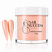 Coral pink acrylic nail powder in a 115 g tub with two matching stiletto nail swatches – Nail Success Australia