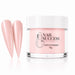 Peach Blush 20 crème acrylic nail powder in a 15 g jar with two matching stiletto nail swatches – Nail Success Australia
