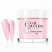Purely Pink Masque 20 Sensuelle acrylic nail powder in a 15 g jar with two matching stiletto nail swatches – Nail Success Australia