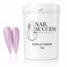 Dusty Pink 20 Passion acrylic nail powder in a 1 kg tub with two matching stiletto nail swatches – Nail Success Australia