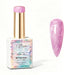 Pink Satin Aurora Pearl Gel Polish with pink pearl shimmer swatch and glossy nail finish
