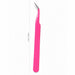 Pink angled fine point tweezers with sharp precision tips and 12.2cm measurement for nail art placement, detailing and salon use