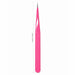 Pink straight fine point nail art tweezers with ultra-fine precision tip and 13.5cm measurement for detailed salon nail work