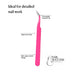 Pink angled fine point nail art tweezers with sleek finish, slim easy-control handle and precision tip for detailed salon nail work