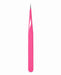 Pink straight fine point tweezers with sharp precision tip for nail art placement, rhinestone detailing and professional salon use