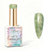 Nail Success Australia Aurora Pearl Gel in Pistachio Pearl, shown with green pearl shimmer swatch and glossy soak-off gel polish finish