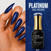 Nail Success Australia Platinum Gel Polish 017 15ml with deep blue textured glitter manicure design